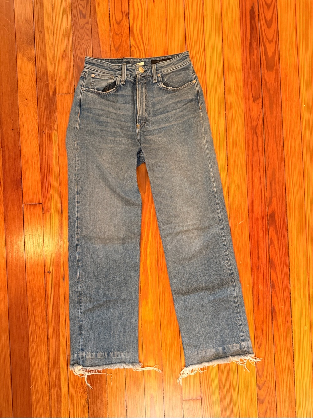 Rag & Bone High-Rise Straight Leg Jeans in Light Wash Blue